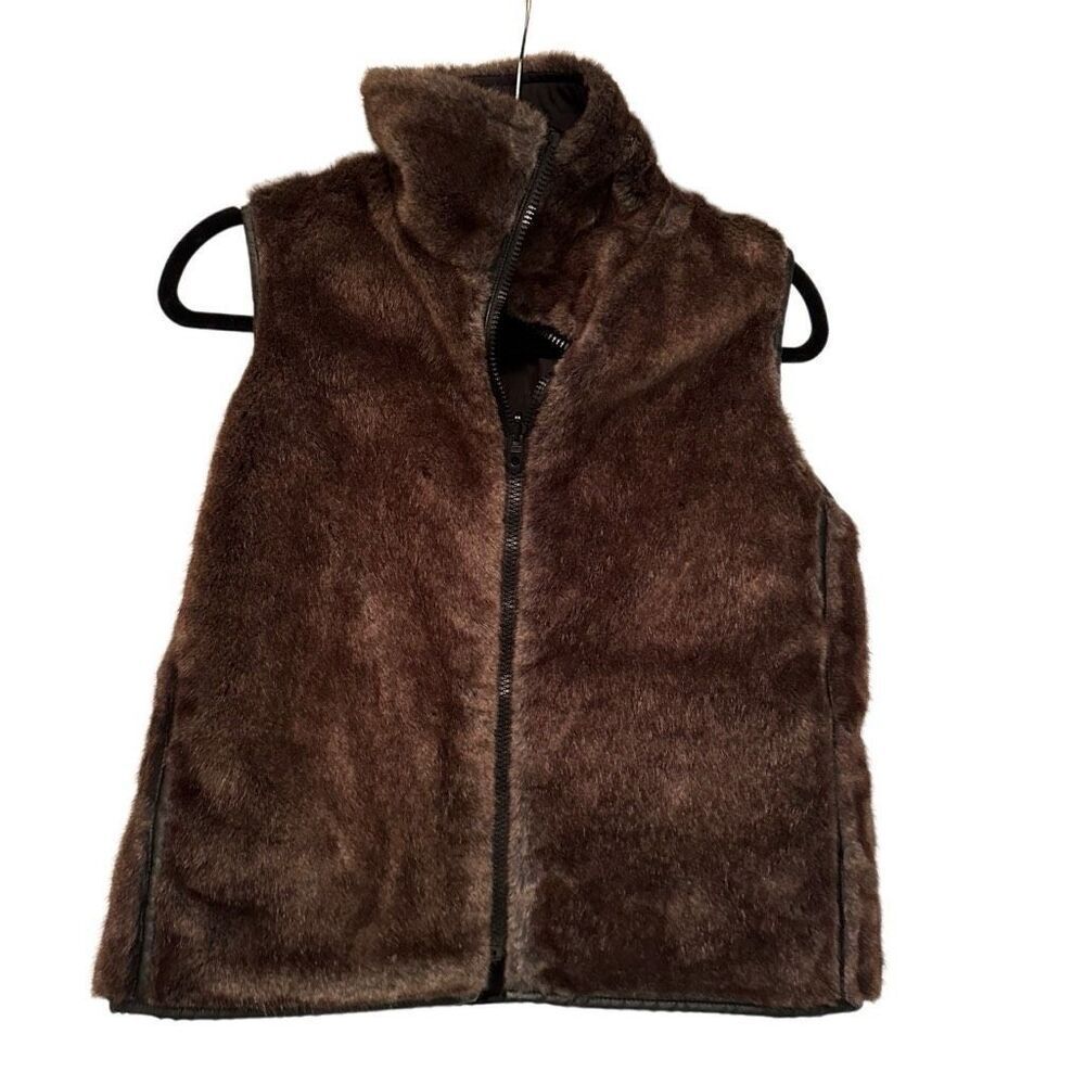 Etcetera reversible vest- fur / black - size 8